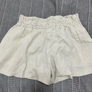 Anthropologie Light Tan Linen Shorts with an elastic waist band
